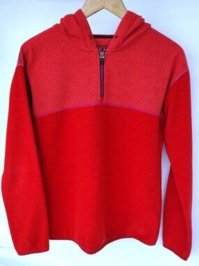 prAna Orange and Pink Quarter Zip Fleece Hoodie Size Medium